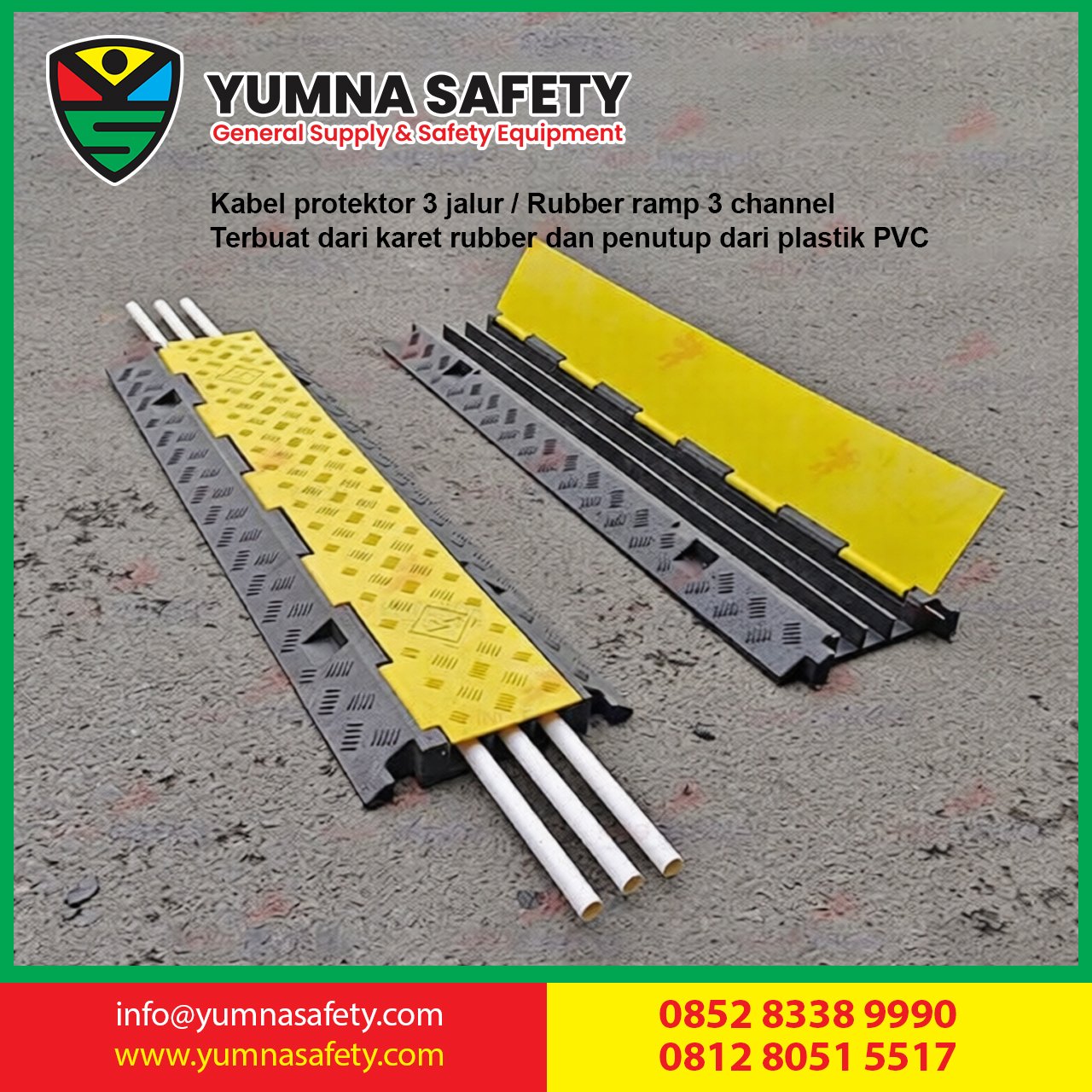 Rubber Cable Protector 3 Line Cable Ramp / Karet Polisi Tidur Pelindung Kabel 3 Jalur