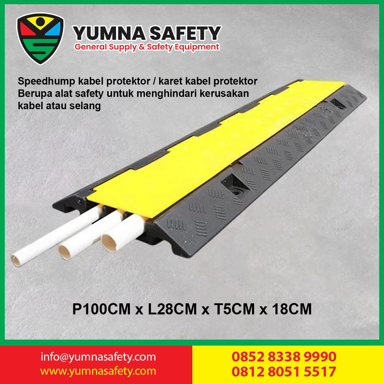 Rubber Cable Protector 3 Line Cable Ramp / Karet Polisi Tidur Pelindung Kabel 3 Jalur