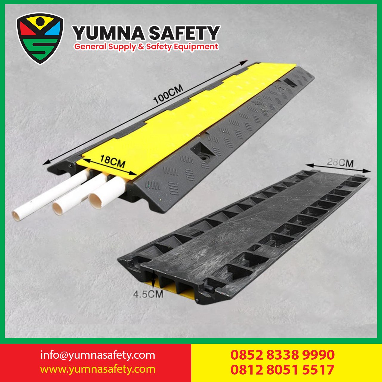 Rubber Cable Protector 3 Line Cable Ramp / Karet Polisi Tidur Pelindung Kabel 3 Jalur