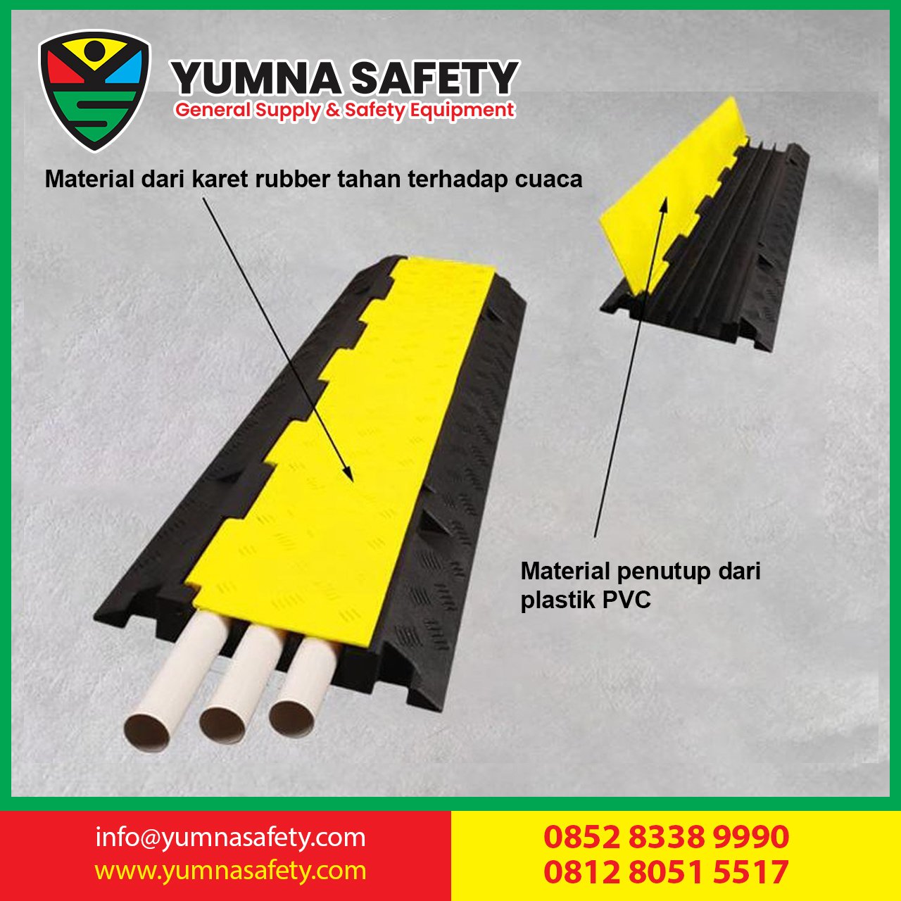 Rubber Cable Protector 3 Line Cable Ramp / Karet Polisi Tidur Pelindung Kabel 3 Jalur