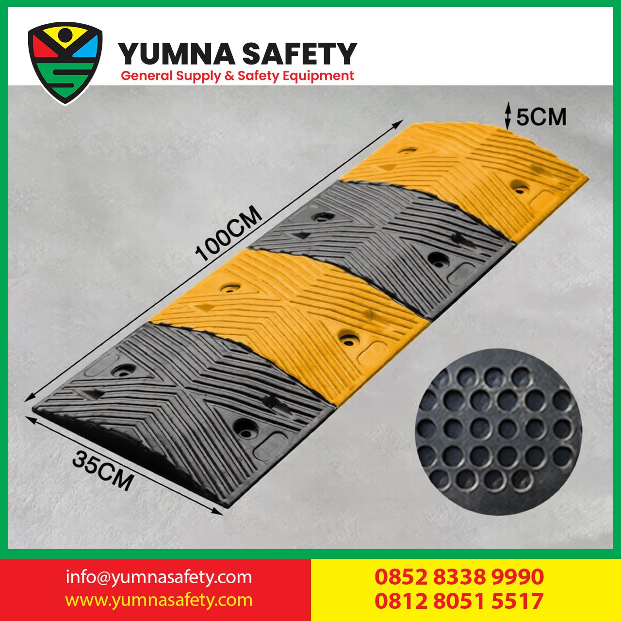 Rubber Speedbump 1M 5CM / Karet Polisi Tidur 1M 5CM - T5CM Tanpa Dynabolt