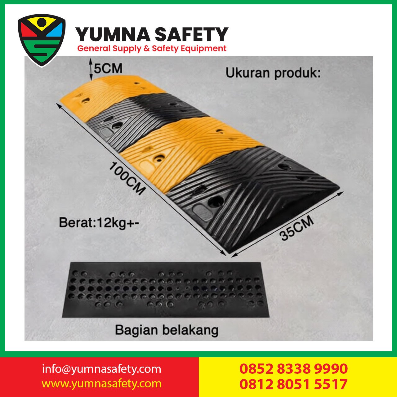 Rubber Speedbump 1M 5CM / Karet Polisi Tidur 1M 5CM - T5CM Tanpa Dynabolt