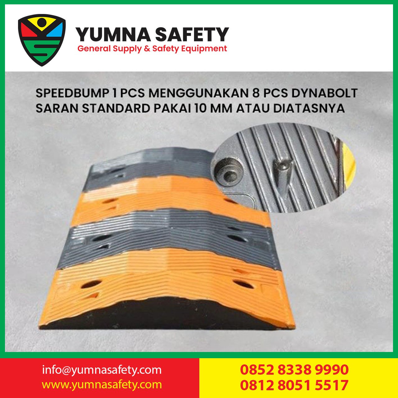 Rubber Speedbump 1M 5CM / Karet Polisi Tidur 1M 5CM - T5CM Tanpa Dynabolt