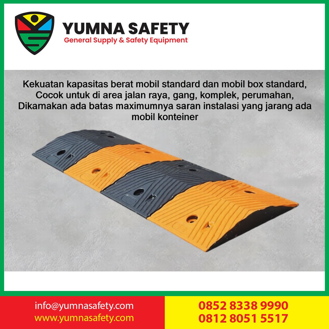 Rubber Speedbump 1M 5CM / Karet Polisi Tidur 1M 5CM - T5CM Tanpa Dynabolt