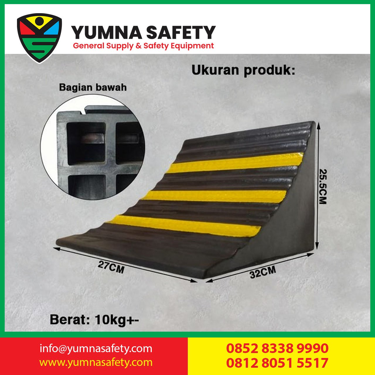 Rubber Wheel Chock 10KG Car Parking Stopper / Karet Rubber Pengganjal Ban Mobil 10KG