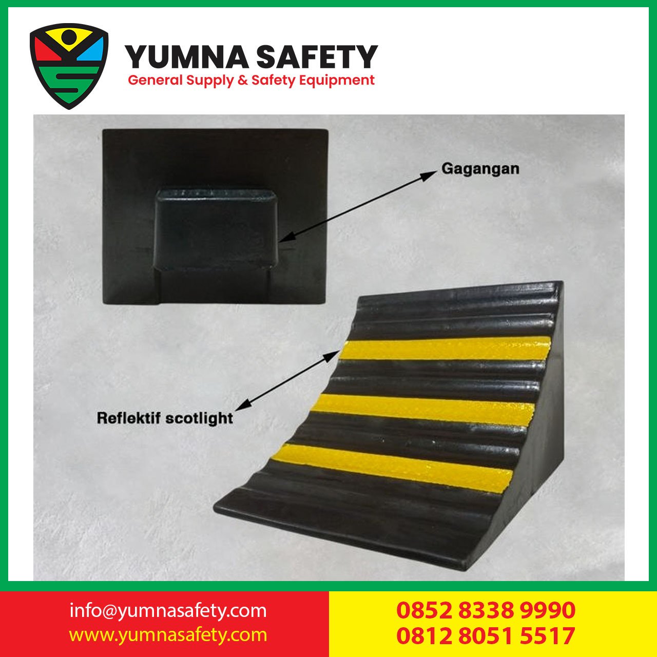 Rubber Wheel Chock 10KG Car Parking Stopper / Karet Rubber Pengganjal Ban Mobil 10KG