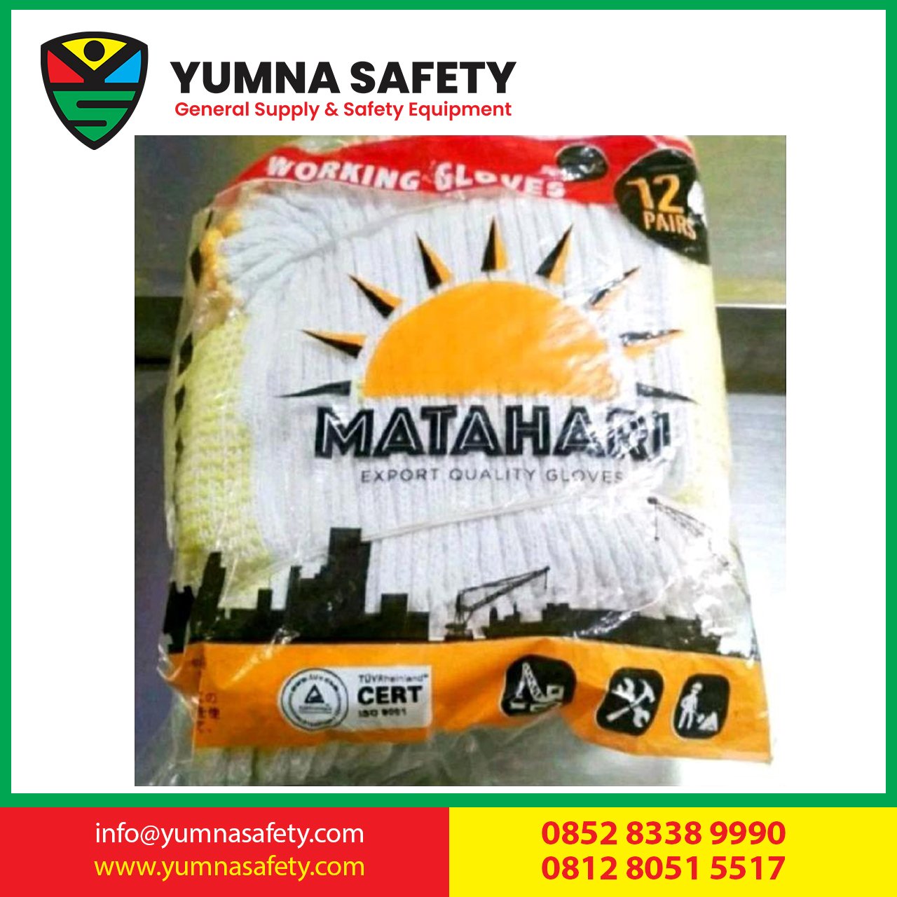 Sarung Tangan Kerja Anti Slip / Kuli / Murah berkualitas Proyek / (12pasang 1 lusin)