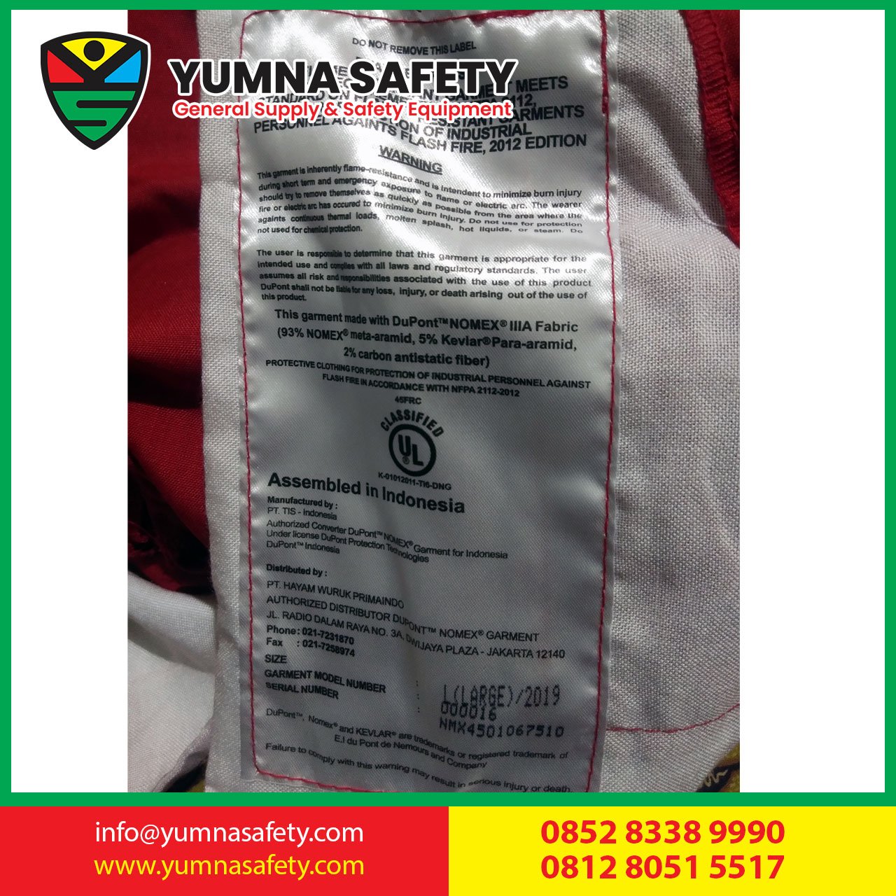 WEARPACK COVERALL ANTI API NOMEX DUPONT 4.5 Oz ORIGINAL (merah)