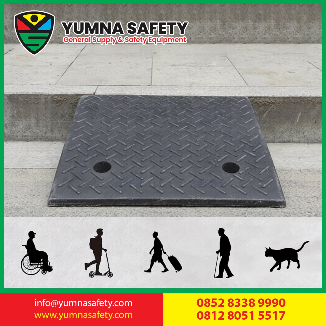 Rubber Ramp Driveway Car Ramp / Tanjakan Mobil Karet Rubber Alas Pijakan Miring, L 33 Cm & 35 Cm