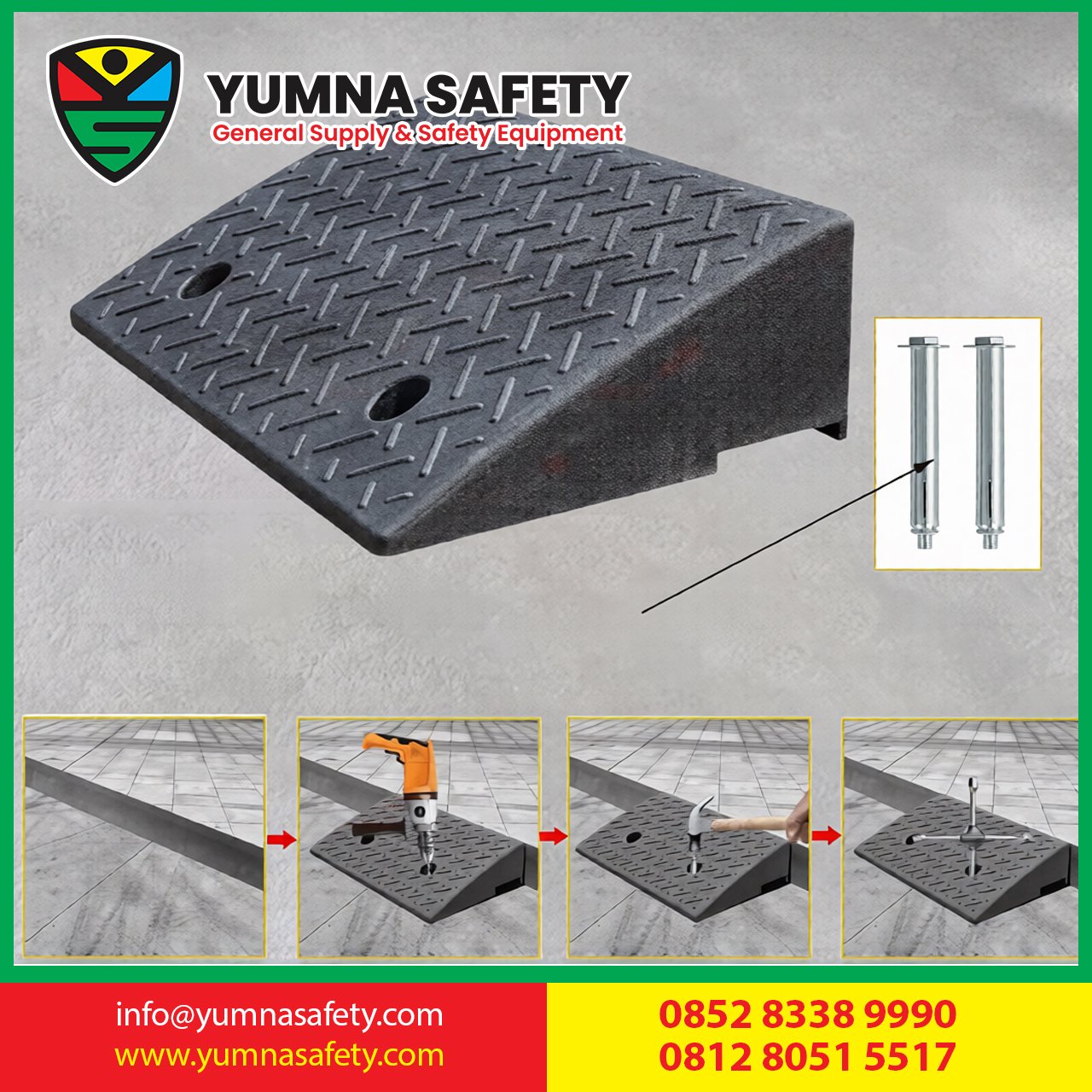 Rubber Ramp Driveway Car Ramp / Tanjakan Mobil Karet Rubber Alas Pijakan Miring, L 33 Cm & 35 Cm