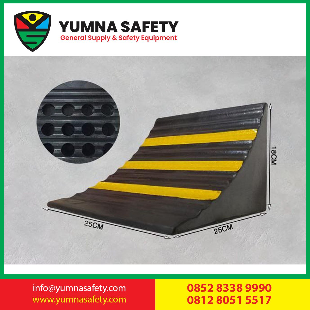 Rubber Wheel Chock 6KG Car Parking Stopper / Karet Rubber Pengganjal Ban Mobil