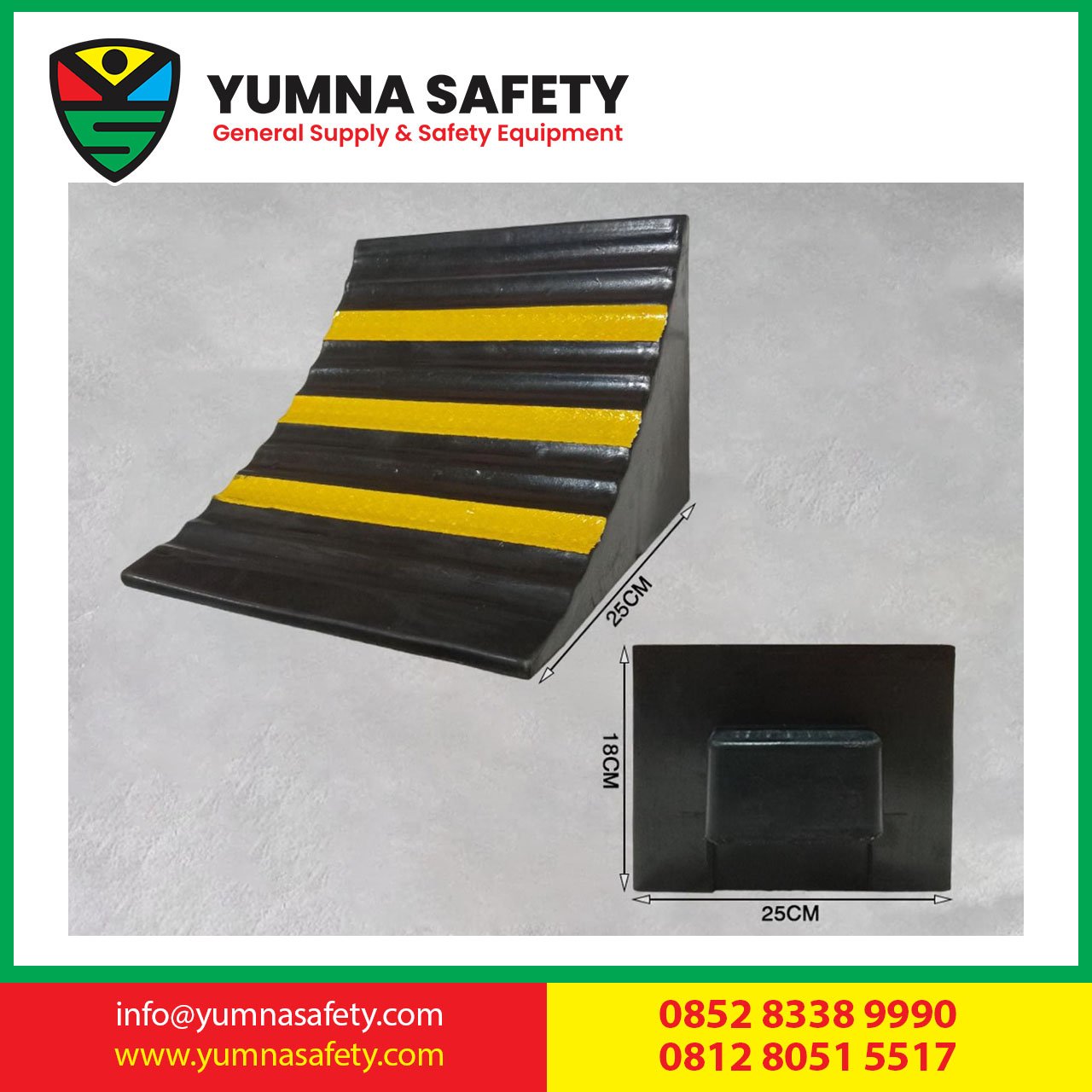 Rubber Wheel Chock 6KG Car Parking Stopper / Karet Rubber Pengganjal Ban Mobil