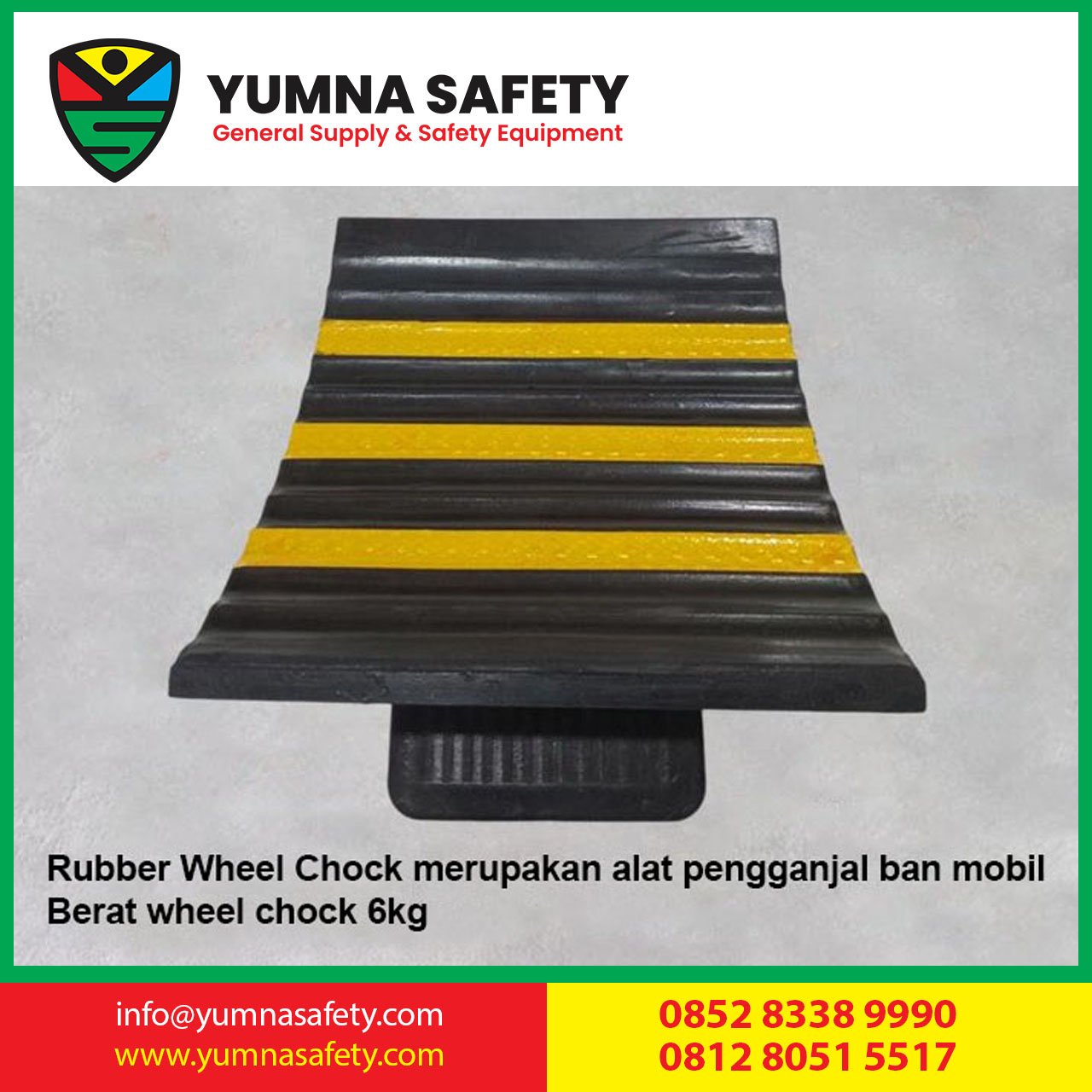 Rubber Wheel Chock 6KG Car Parking Stopper / Karet Rubber Pengganjal Ban Mobil